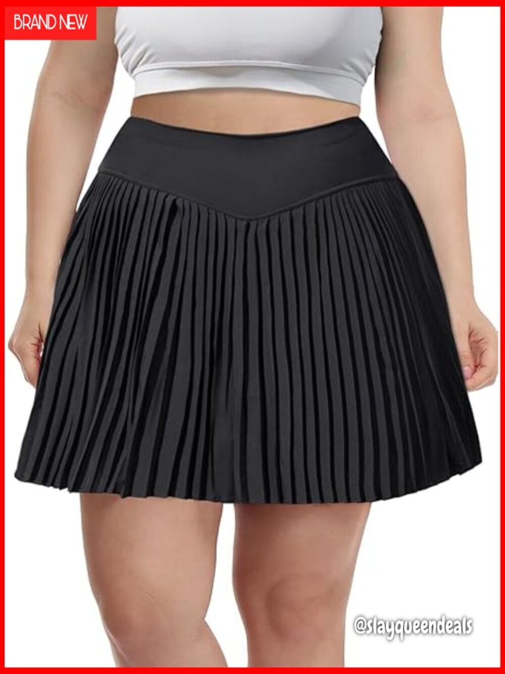 Plus Size Pleated Tennis Skirt with Pockets High Waisted Athletic Skort XL-5XL